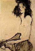 Egon Schiele Girl in Black Spain oil painting artist